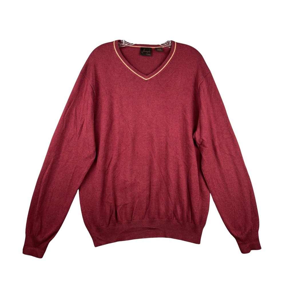 Joseph A Bank V Neck Sweater Cotton Cashmere Blend Mens Large Burgundy